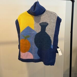 Anthropologie | Laura Dalgaard Fruit Still Life Turtleneck Sweater Vest